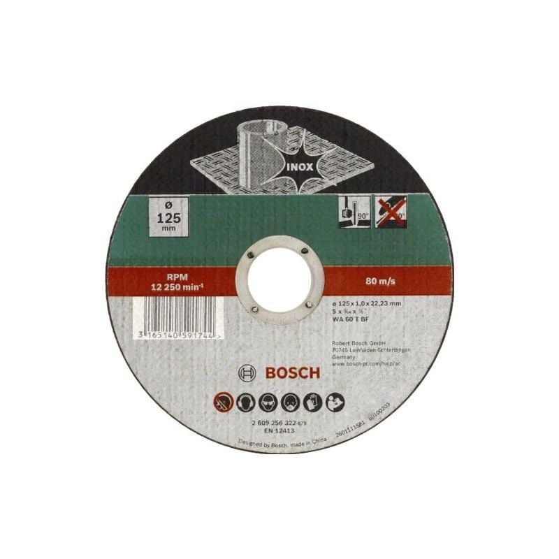 Bosch - 2609256321 disque à tronçonner à moyeu plat pour inox diamètre 115 mm diamètre d'alésage 22/23 epaisseur 1,6 mm
