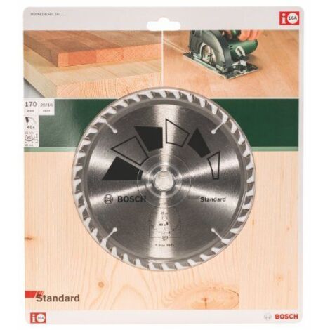 BOSCH 2609256813 STANDARD LAME DE SCIE CIRCULAIRE 40 DENTS CARBURE COUPE NETTE DIAMÈTRE 170 MM ALÉSAGE/ALÉSAGE AVEC BAGUE DE RÉD
