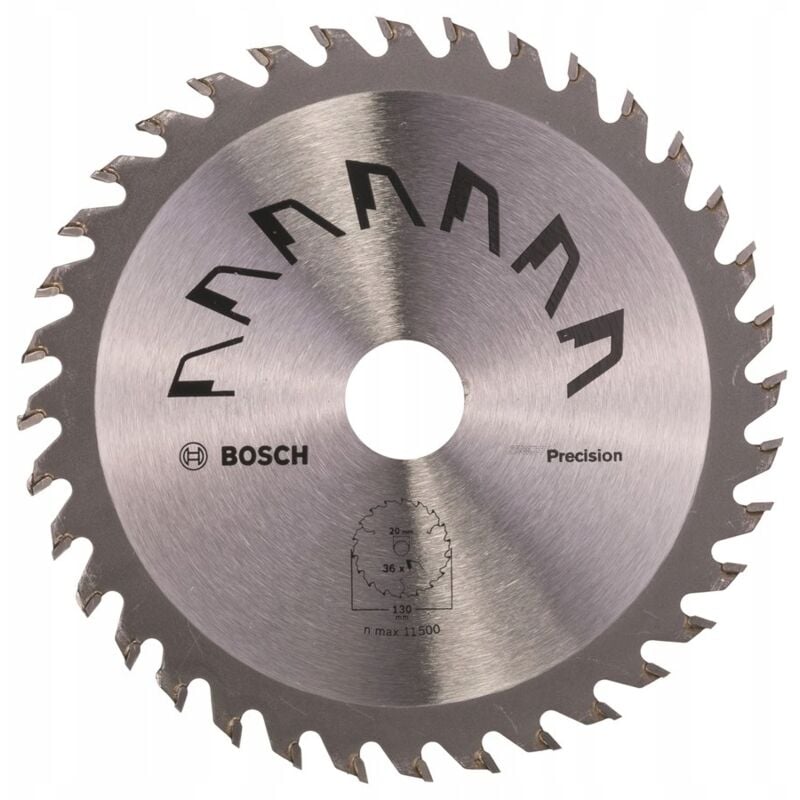 Bosch - 1x Lama per Sega Circolare Precison (per Legno, ø 130 x 2.5/1.5 x 20/16 mm, 36 Denti, atb, con 1x Anello di Riduzione 16 mm, Accessori Seghe