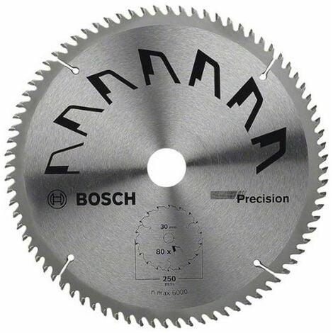 Bosch 2609256882 - Lama di precisione per sega circolare, 80 denti, carburo, taglio netto, diametro 250 mm alesaggio con anello di riduzione, 30, larghezza di taglio 3,2 mm