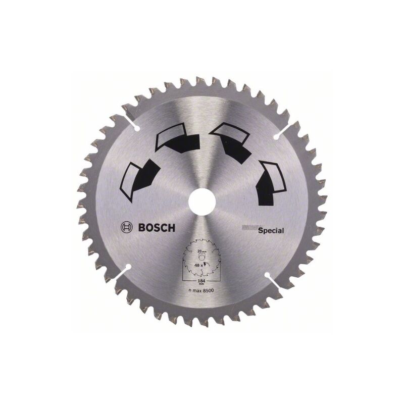 Bosch - 1x Lama de sega circolare speciale (per legno, metalli non ferrosi, plastica, ø 184 x 2,5/1,8 x 20/16 mm, 48 denti, ft, con 1x anello de