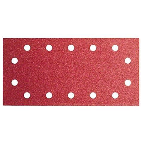 Bosch 2609256B21 - Fogli abrasivi per smerigliatrici a vibrazione, 115 x 230, sistema di fissaggio automatico, 14 fori, grana 80, lotto di 10 fogli