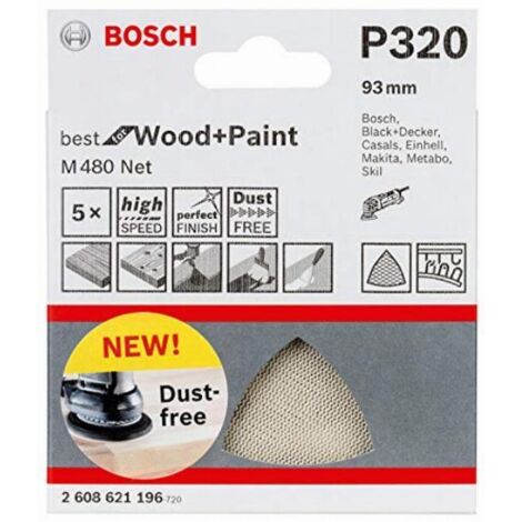 BOSCH - 5 FOGLI ABRASIVI PER LEVIGATRICEM480 93x93 GRANA 320