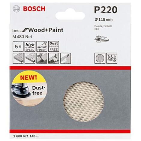BOSCH - 5 FOGLI ABRASIVI RETE M480 115MMG320