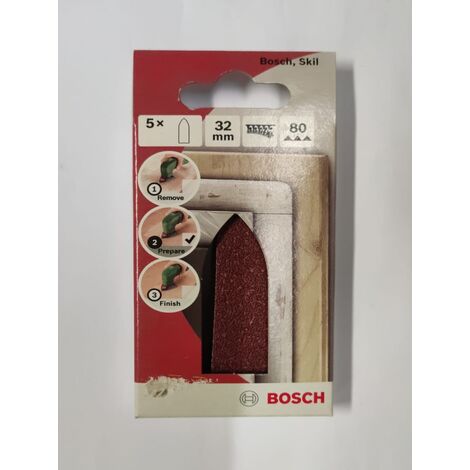 BOSCH -  5 FOGLI DI CARTA ABRASIVA PER LEVIGATRICE A DELTA - 32 P80