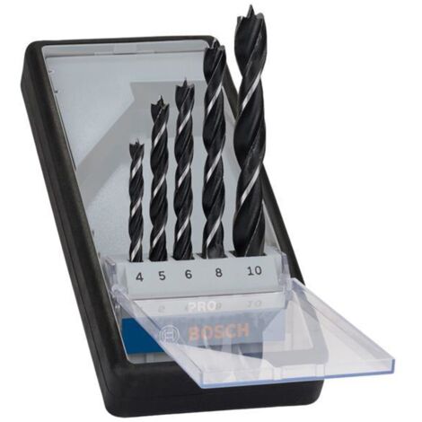 Bosch 5-Piece Wood Brad Point Drill Bit Set for Precision