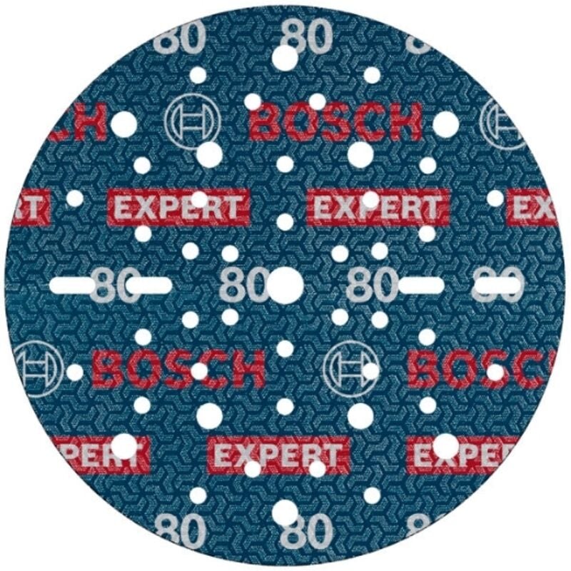 Bosch - 50x Disco decarta abrasiva expert O780, 150 mm (per legno duro, Pittura su legno, ø 150 mm, Grana 80, Accessori professionali Levigatrice
