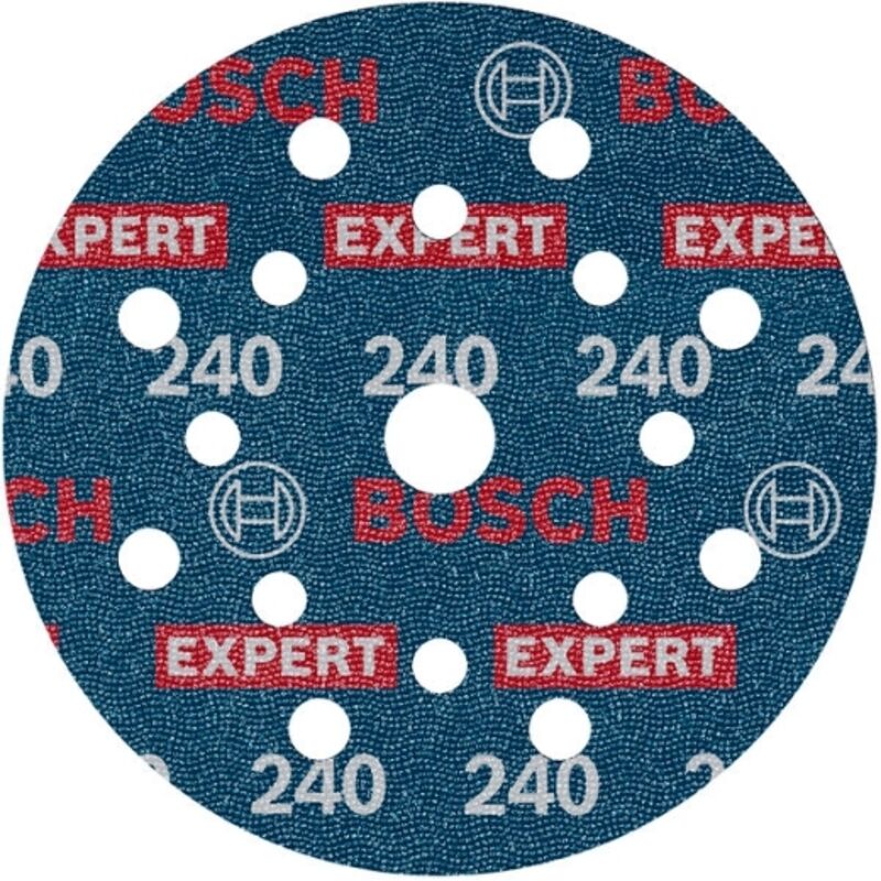 Bosch - 50x Disco delevigatura expert O780, 125 mm (per legno duro, Pittura su legno, ø 125 mm, Grana 240, Accessori professionali Levigatrice