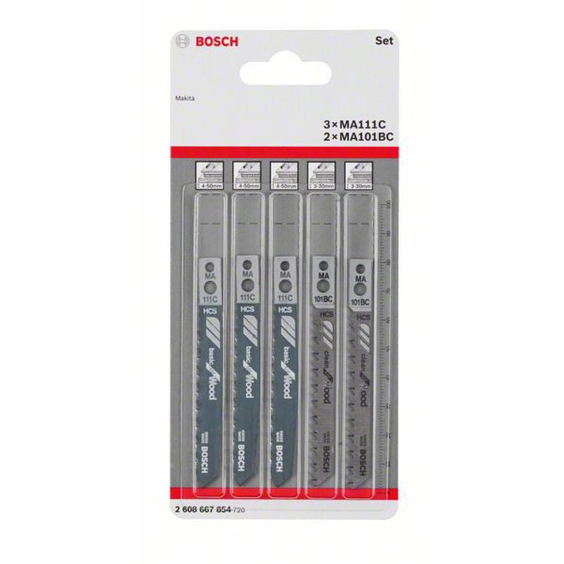 Image of Bosch - Accessories 2608667854 Stichsägeblatt-Set Wood, 5-teilig, Makita-Schaft 5 St.