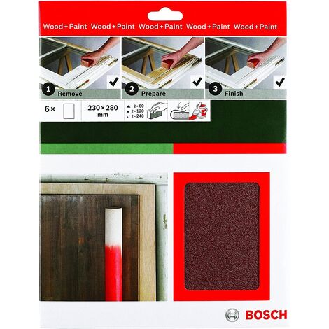 BOSCH - 6 FOGLI ABRASIVI MANUALI PER  LEGNO ROSSI 230x280MM