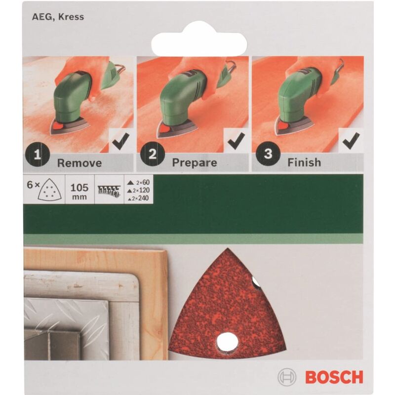 6 fogli delta 105 mm G60/120/240 6 fori - Bosch