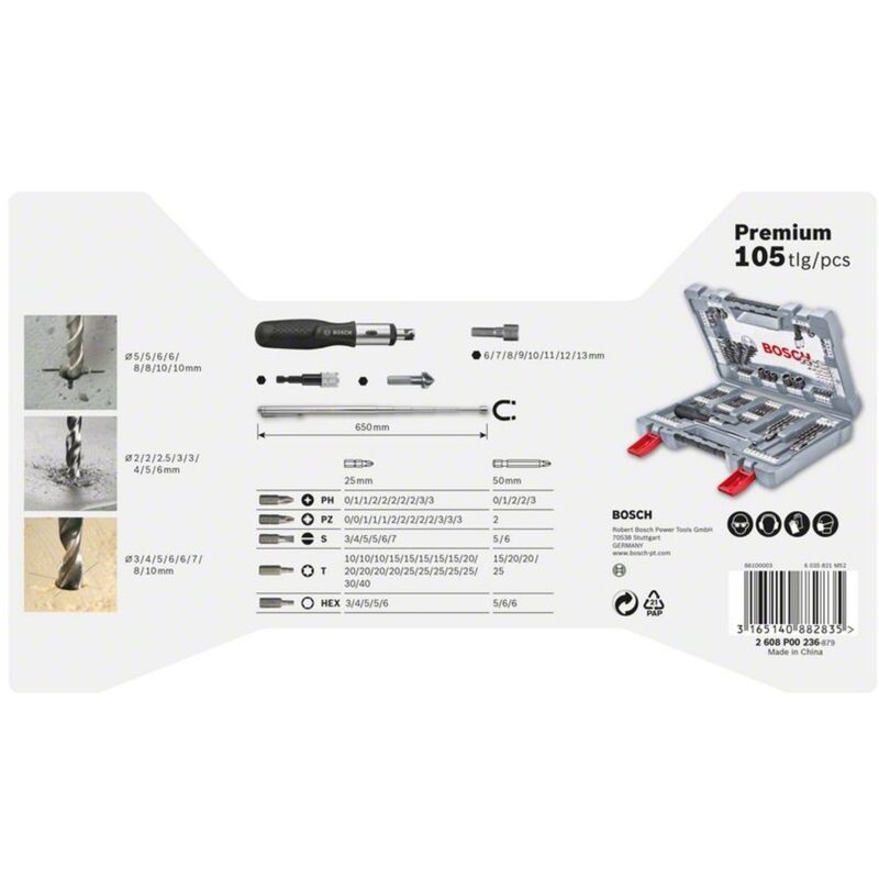 Premium X-Line Bohrer- und Schrauber-Set, 105-tlg. - Bosch