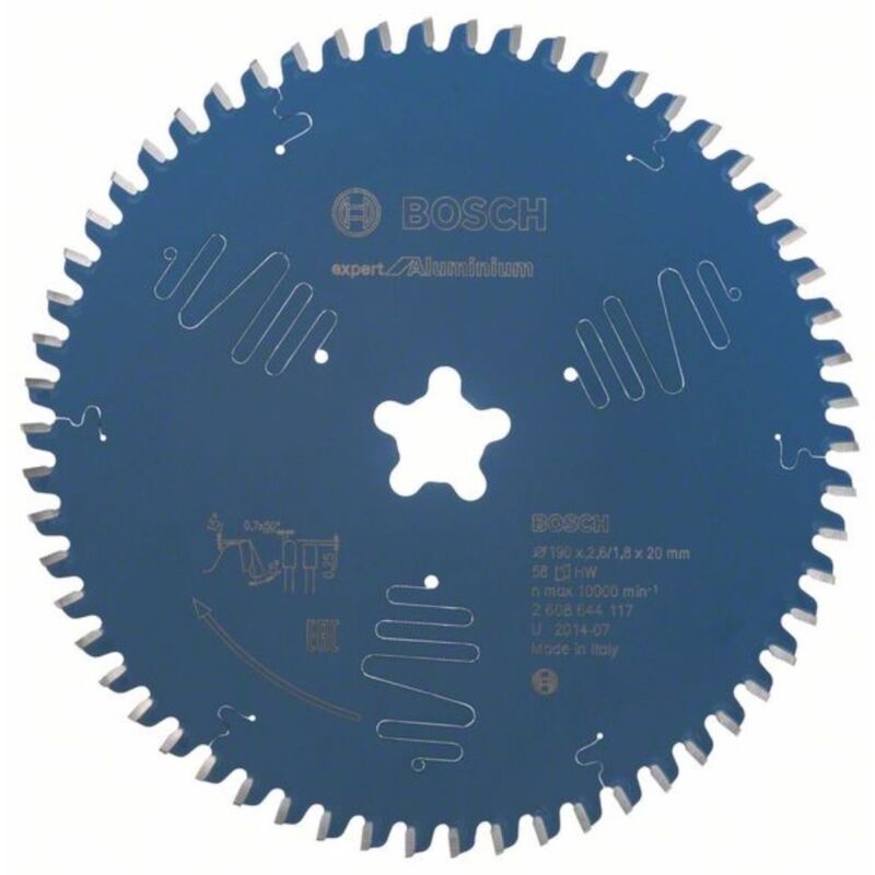 Lama da sega circolare Expert per alluminio, 190 x stella x 2,6 mm, 58