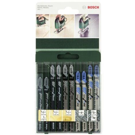 Bosch Accesorios Set de 10 hojas de sierra de calar para madera y metal