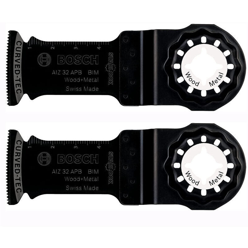 Bosch Accessoires 2x Lame plongante AIZ 32 APB Wood and Metal (pour le bois et l'acier non trempé, 50x32mm, Accessoire Outil multifonction)