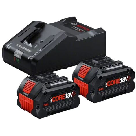 Bosch Accessoires - Set chargeur 16A et 2 batteries 18 V Li-Ion 8,0 Ah 1600A02X03