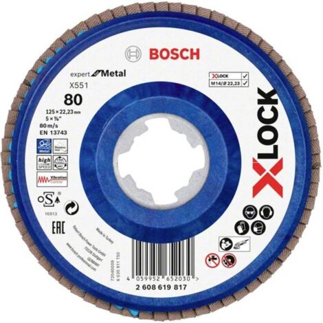 Bosch Accessori 2608619817 X551 Fächerschleifscheibe Durchmesser 125 mm Bohrungs-Ø 22,23 mm 1 pezzo