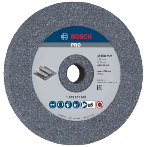 Bosch Accessori - Disco abrasivo per metallo P60, 150x20x20 mm 1609201650