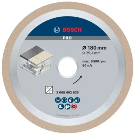 Bosch Accessori - Disco da taglio diamantato per piastrelle e rivestimenti 180x25,4 mm 2608602635