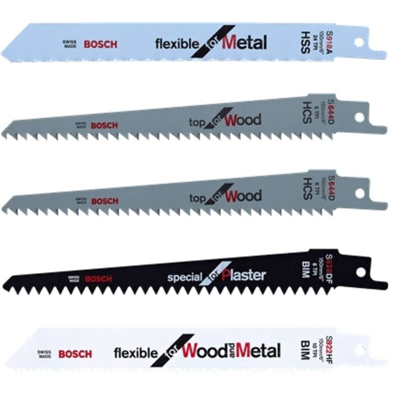 Bosch - Accessori - Set di lame per seghe da 5 pezzi, lunghezza 15 cm F016800307