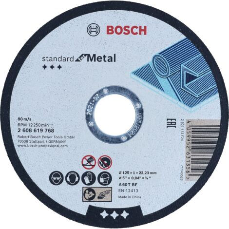 Bosch Accessories 1x Standard for Metal per il Disco da Taglio Dritto (adatta a lamiere, acciaio Ø 115 x 1 22,23 mm, Accessori Smerigliatrici Angolari)