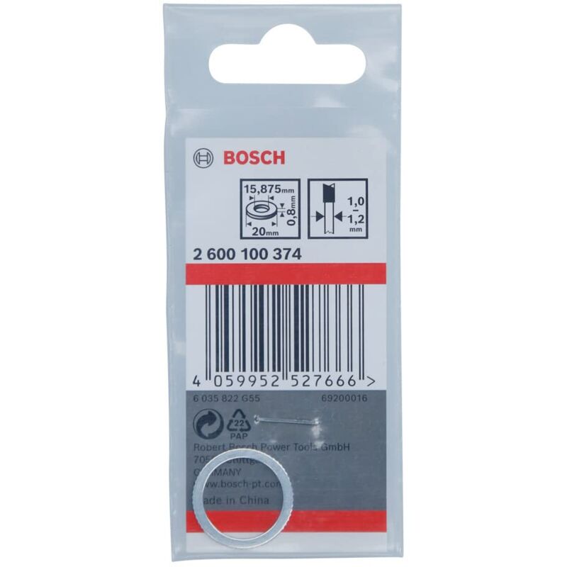 Accessories 2600100374 Professional-Anello Dischi riduzione da ø 20 a 15,875 mm, Spessore 0,8 mm, Accessorio per Sega Circolare - Bosch