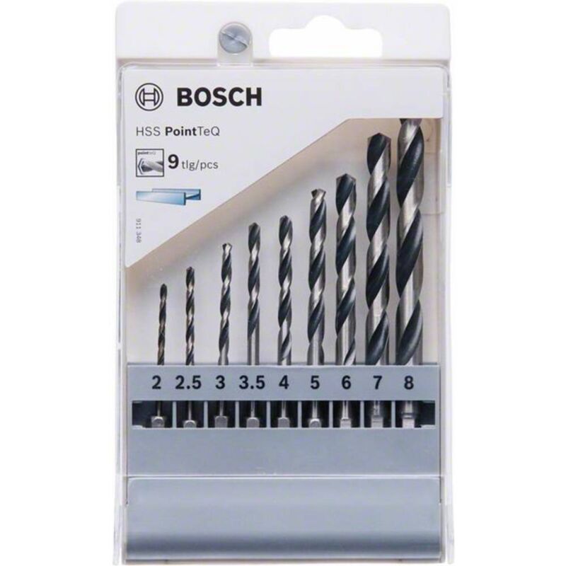 Bosch - Professional Set de PointTeQ de 9 pz ( ø: 2-8 mm, ¼' hex shank, accessorio per trapani de batteria e trapani)