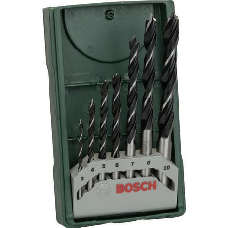 Bosch Accessories 2607019580 Jeu de forets pour le bois 7 pièces 3 mm, 4 mm, 5 mm, 6 mm, 7 mm, 8 mm, 10 mm tige cylindrique 1 set C93717