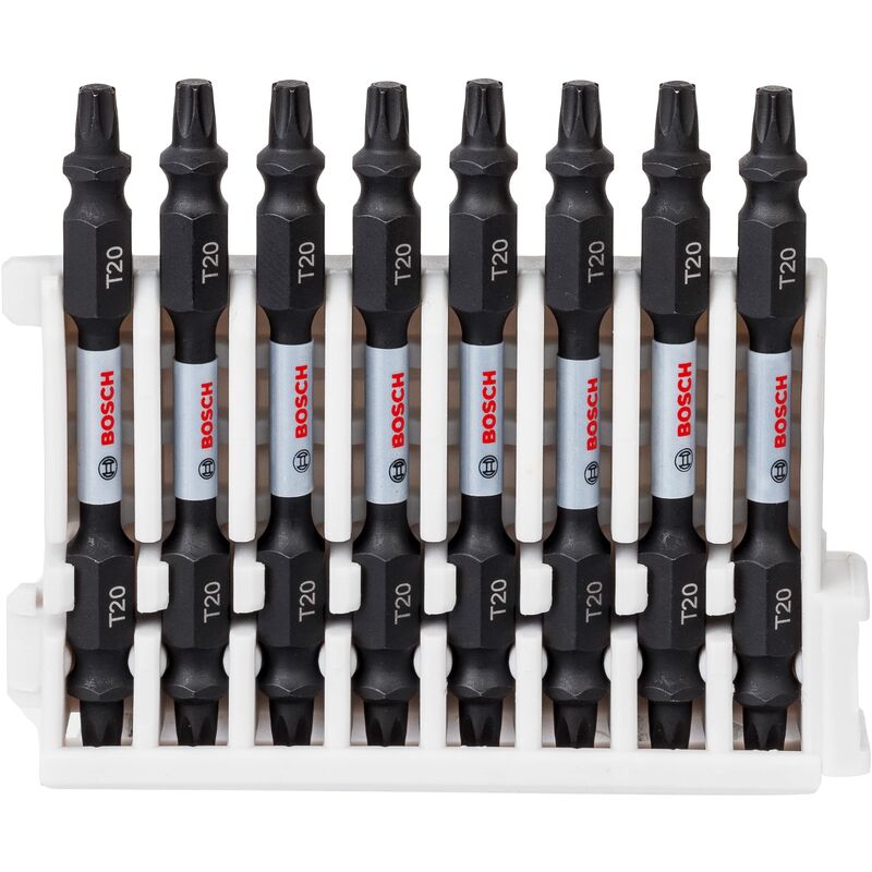 Bosch Professional 8 pz. di Bit di Avvitamento Doppi Set Torx (Impact Control, 8 x T20-T20 Bits, Lunghezza 65mm, Pick and Click, Accessorio