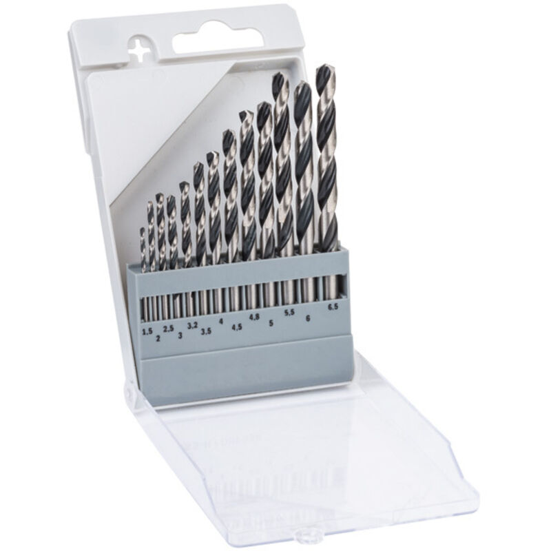 Set di punte a spirale HSS PointTeQ, 13 pezzi, 1,5–6,5 mm