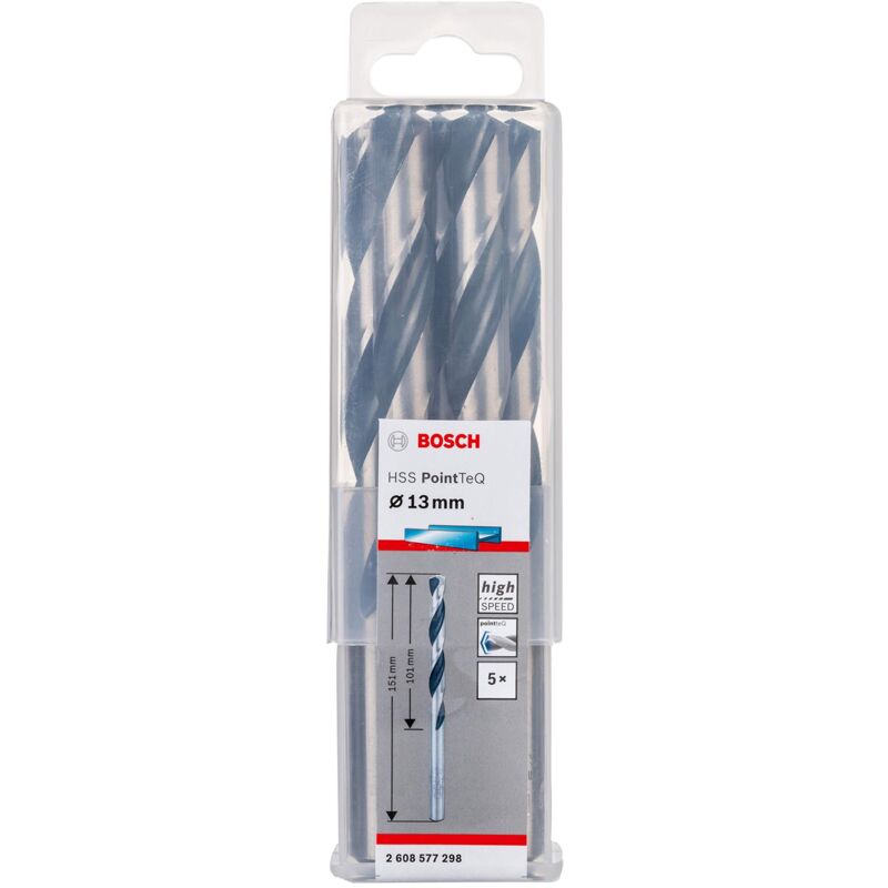 Bosch - Professional 5 punte elicoidali hss PointTeQ, per metallo, 13 x 101 x 151 mm, accessorio per trapano of drill