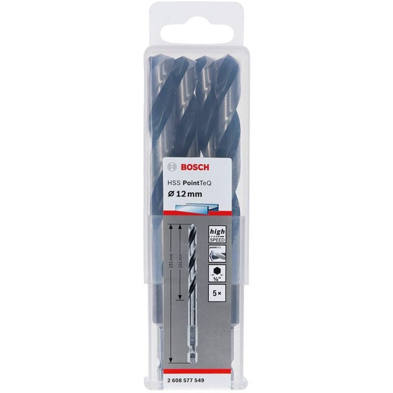 Bosch - PointTeQ hss Twist Drill Hex 12 x 101 x 151 mm 5 pezzi ( 2608577549 ) it Metallo