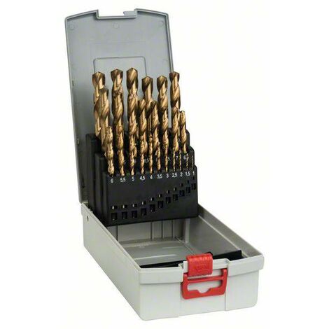 Bosch Accessories 2608587019 HSS Jeu de forets pour le métal 25 pièces TiN DIN 338 tige cylindrique 1 set W01480