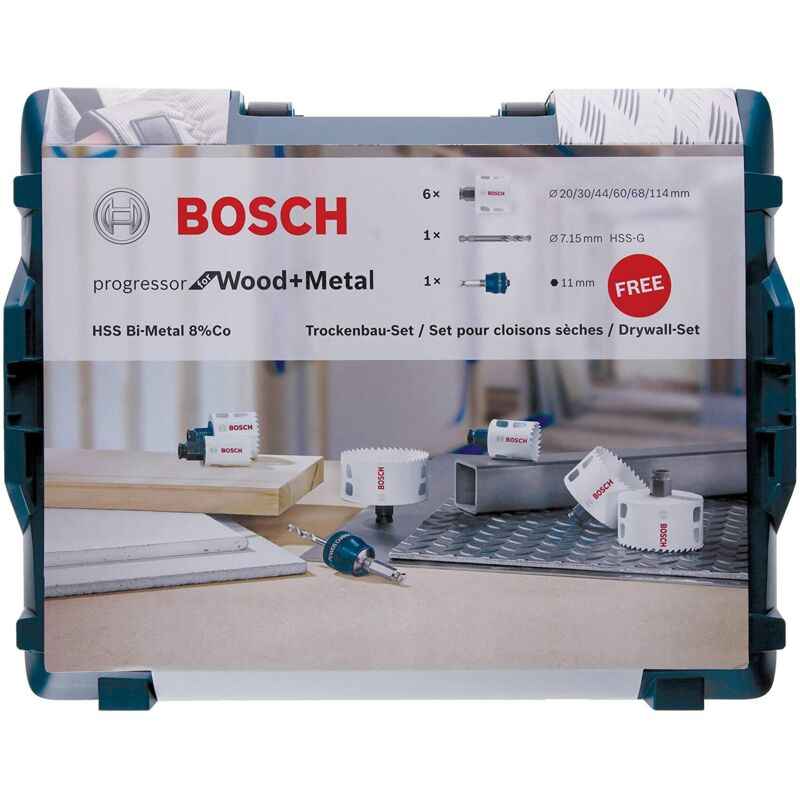 Bosch - Set di seghe a tazza per legno e metallo, 8 pezzi, diametro 20 - 114 mm in l-boxx