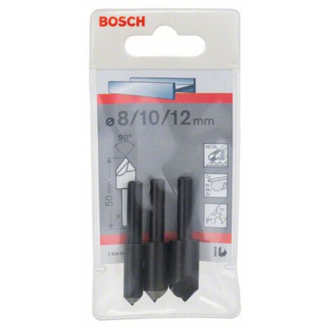 Bosch Accessories  2608596667 Kegelsenker-Set 3teilig 8 mm, 10 mm, 12 mm HSS  Zylinderschaft 1 Set