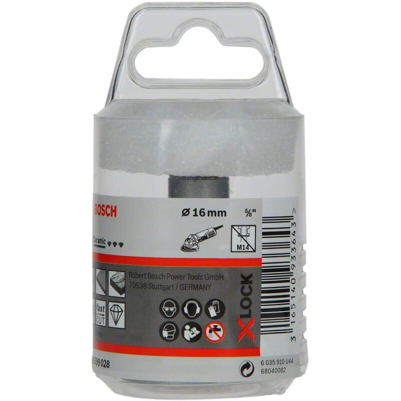 Professional 2608599028 Punta Diamantata a Secco, per Ceramica, X-Lock, Dry Speed, ø 16 mm, Lunghezza di Lavoro 30 mm - Bosch
