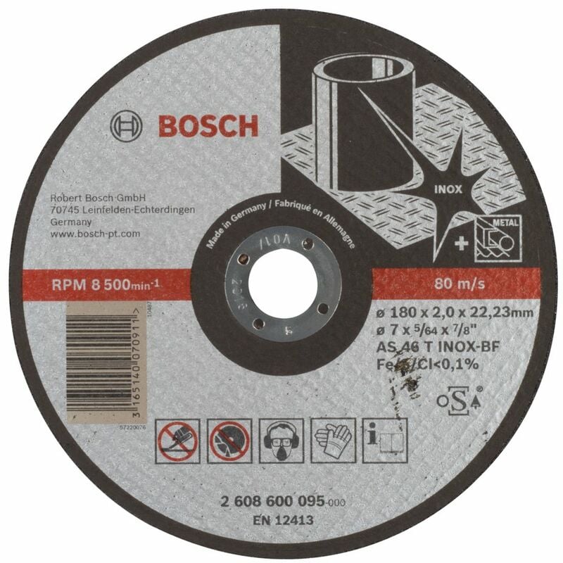 Bosch - 2608600095 Disco per smerigliatrice 180 x 2 mm per acciaio