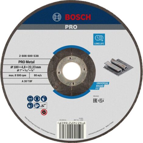 Bosch Accessories 2608600538 Disco di sgrossatura con centro depresso 180 mm 1 pz. Acciaio