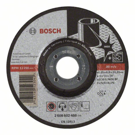 BOSCH 2608600539 Schruppscheibe gekröpft Expert for Inox AS 30 S INOX BF, 115 mm, 6,0 mm