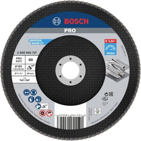 Bosch Accessories 2608606737 X571 Disco con falde Diametro 180 mm Ø foro 22.33 mm Acciaio 1 pz.