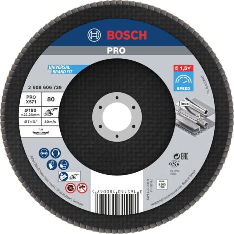 Bosch Accessories 2608606739 X571 Disco con falde Diametro 180 mm Ø foro 22.33 mm Acciaio 1 pz.