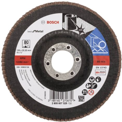 Bosch Accessories 2608607328 X571 Disco con falde Diametro 125 mm Ø foro 22.33 mm Acciaio 1 pz.