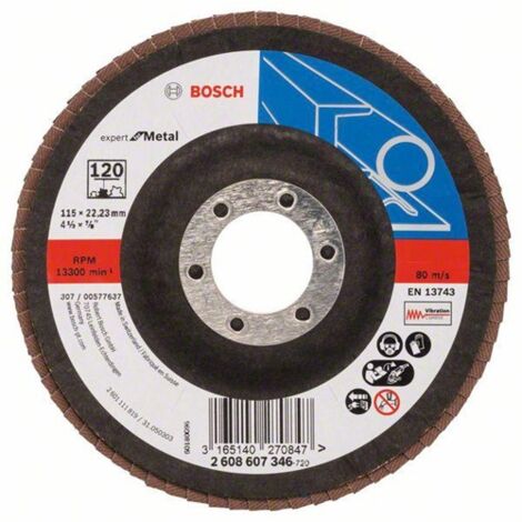 Bosch Accessories 2608607346 X551 Fächerschleifscheibe Durchmesser 115 mm Bohrungs-Ø 22.33 mm Stahl