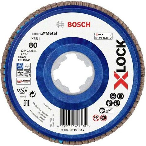 Bosch Accessories 2608619817 X551 Disque segmenté Diamètre 125 mm Ø de perçage 22.23 mm Grain 80 1 p