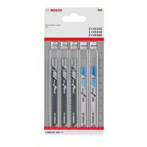 Bosch Accessories 2608667855 Stichsägeblatt-Set Basic for Wood and Metal, 5-teilig, Universalschaft
