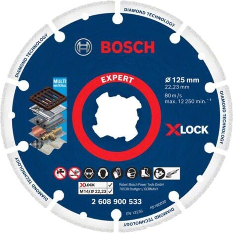 Bosch Accessories 2608900533 X-LOCK Disque à tronçonner diamanté Diamètre 125 cm Ø de perçage 22.23 mm métal 1 pc(s)