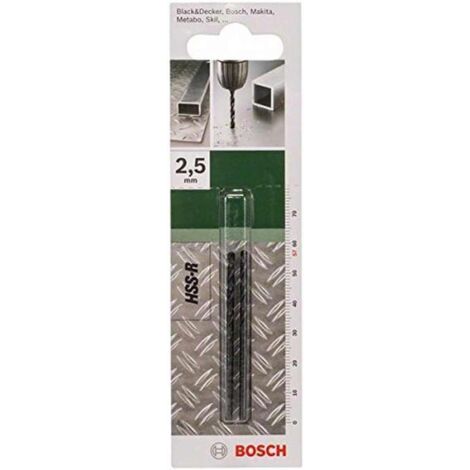 Bosch Accessories 2609255003 HSS Metall-Spiralbohrer  2.5 mm Gesamtlänge 57 mm rollgewalzt DIN 338 Z