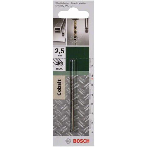 Bosch Accessories 2609255064  HSS Metall-Spiralbohrer  2.5 mm Gesamtlänge 57 mm Cobalt DIN 338 Zylin