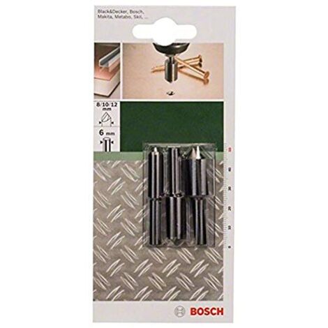 Bosch Accessories 2609255124 Kit svasatori conici 3 parti 8 mm, 10 mm, 12 mm Acciaio per utensili Alberino cilindrico 1