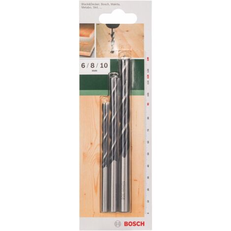 Bosch Accessories 2609255308 Holz-Spiralbohrer-Set 3teilig 6 mm, 8 mm, 10 mm  Zylinderschaft 1 Set